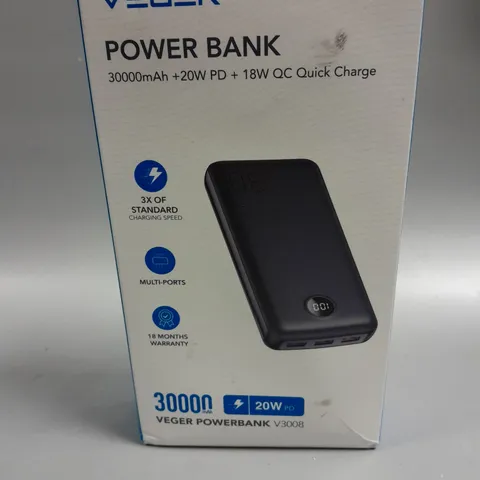 BOXED VEGER 30000MAH QUICK CHARGE POWER BANK