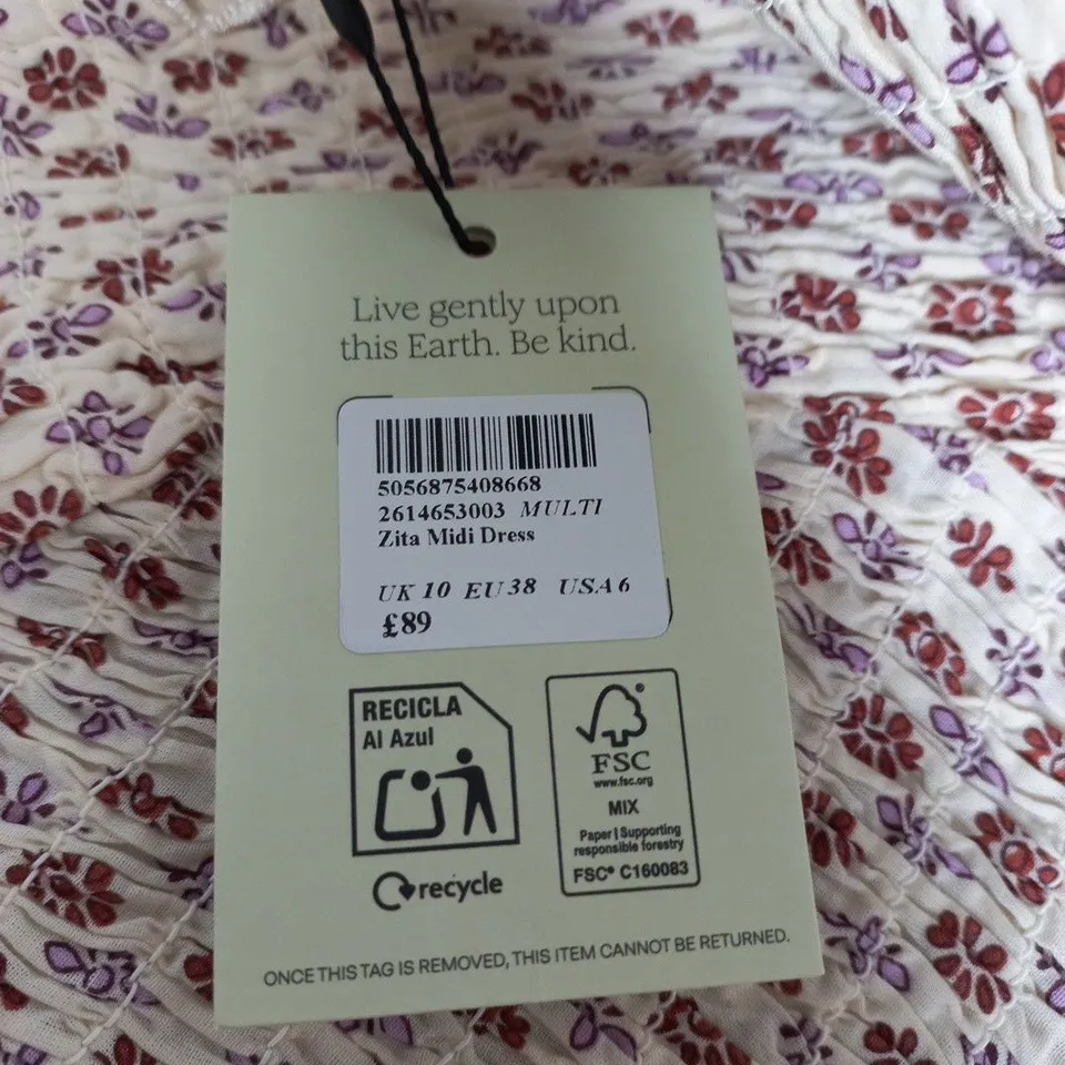NOBODYS CHILD ZITA MIDI DRESS – FLORAL PRINT, UK 10 