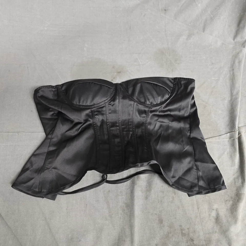 BLACK WOMEN'S STRAPLESS CORSET TOP / BUSTIER (SATIN)