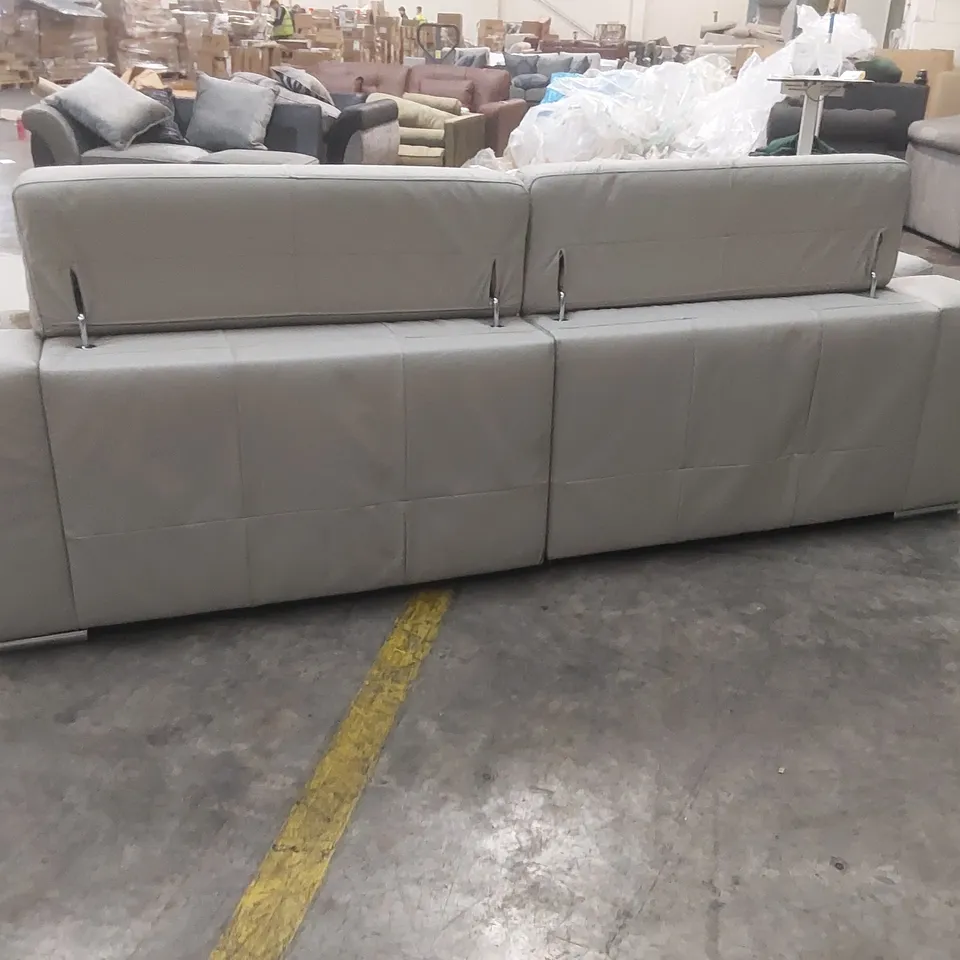QUALITY DESIGNER BRADY 4 SEATER SOFA - GREY LEATHER