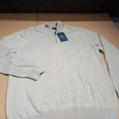 PAUL JAMES QUARTER ZIP JUMPER IN NATURAL - L