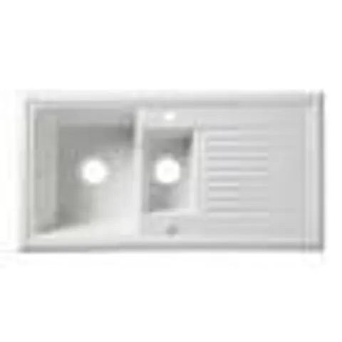 BOXED COOKE & LEWIS BURBANK WHITE CERAMIC 1.5 BOWL SINK & DRAINER 525MM X 1010MM