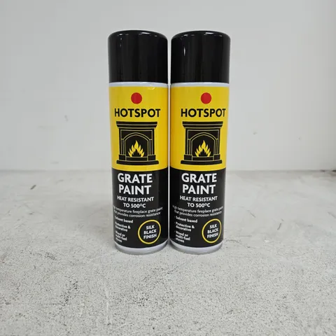 SET OF 2 HOTSPOT GRATE PAINT HEAT RESISTANT SILK BLACK FINISH 450ML