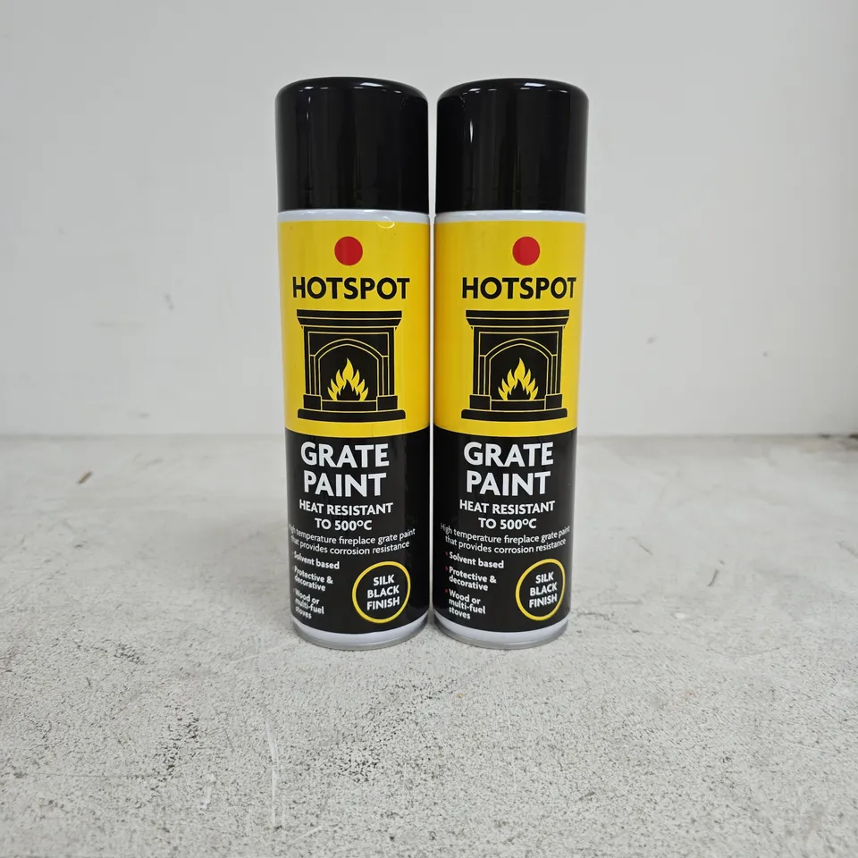 SET OF 2 HOTSPOT GRATE PAINT HEAT RESISTANT SILK BLACK FINISH 450ML