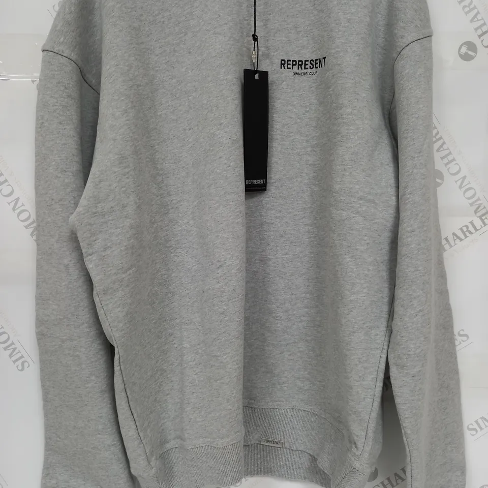 REPRESENT OWNERS CLUB SWEATER IN ASH GREY/BLACK - XS