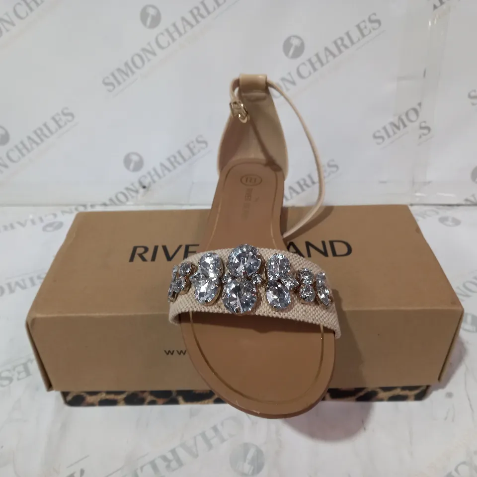 RIVER ISLAND BROWN LIGHT DIAMOND STUDDED SANDLES SIZE 7