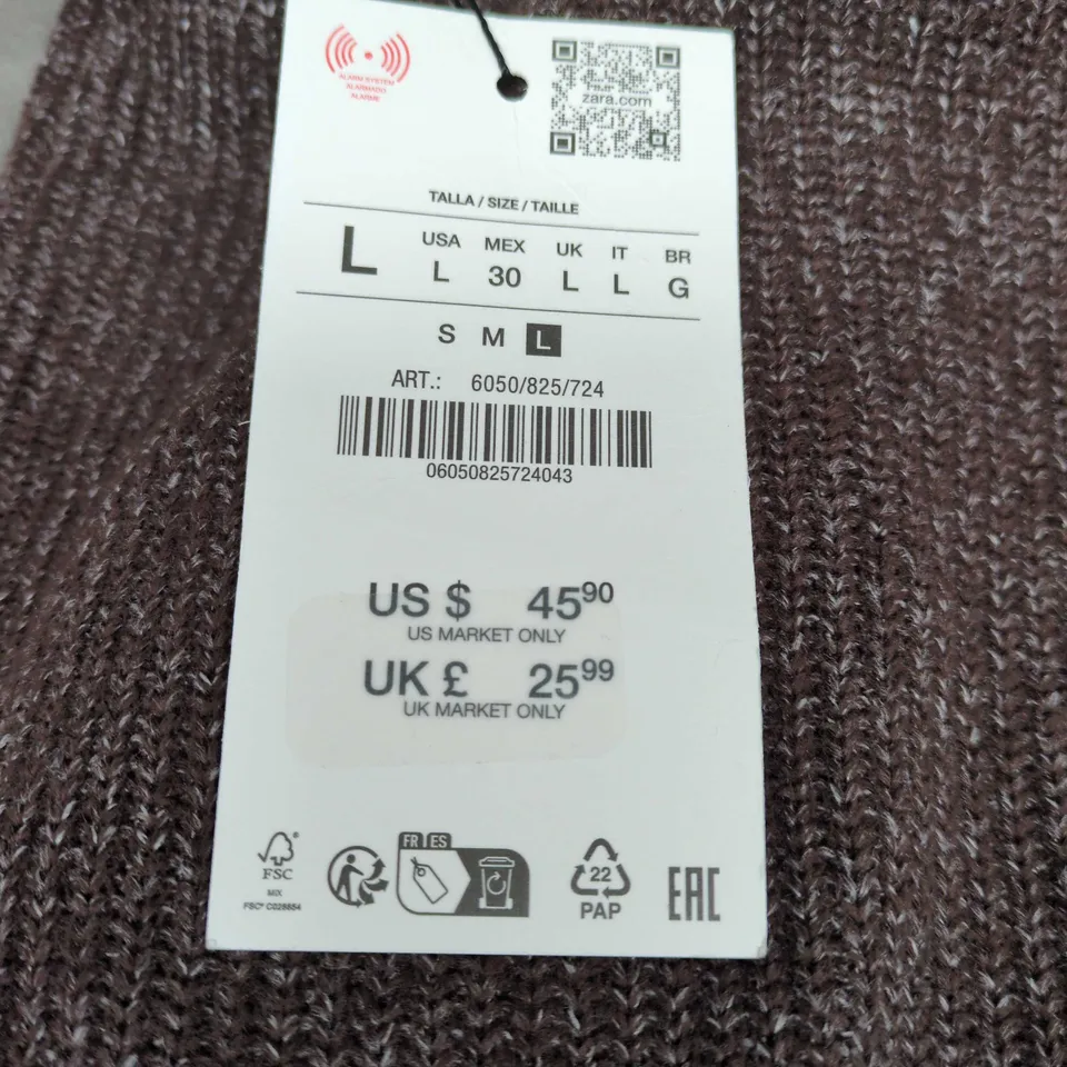 ZARA KNIT TROUSERS – BROWN - SIZE L