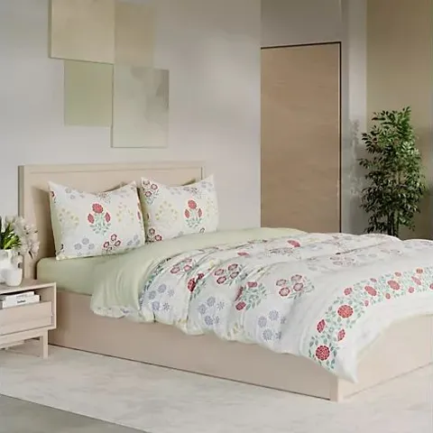 OUTLET SUPERSOFT BY COZEE HOME FLORAL 4 PIECE DUVET SET GREEN SUPER KING