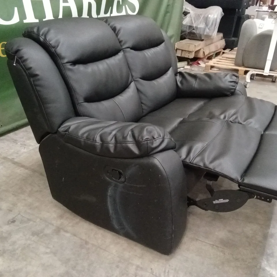 ROTHBURY LUXURY FAUX LEATHER HIGH BACK 2 SEATER MANUAL RECLINER SOFA - BLACK RRP £629