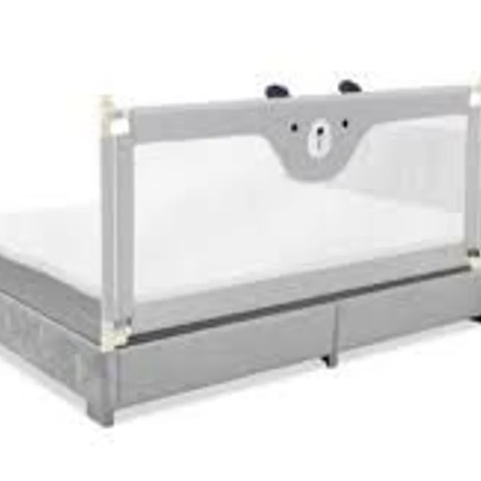 BOXED COSTWAY BED GUARD RAIL FOR TODDLERS VERTICAL 180CM BED RAIL WITH DOUBLE LOCK - GREY