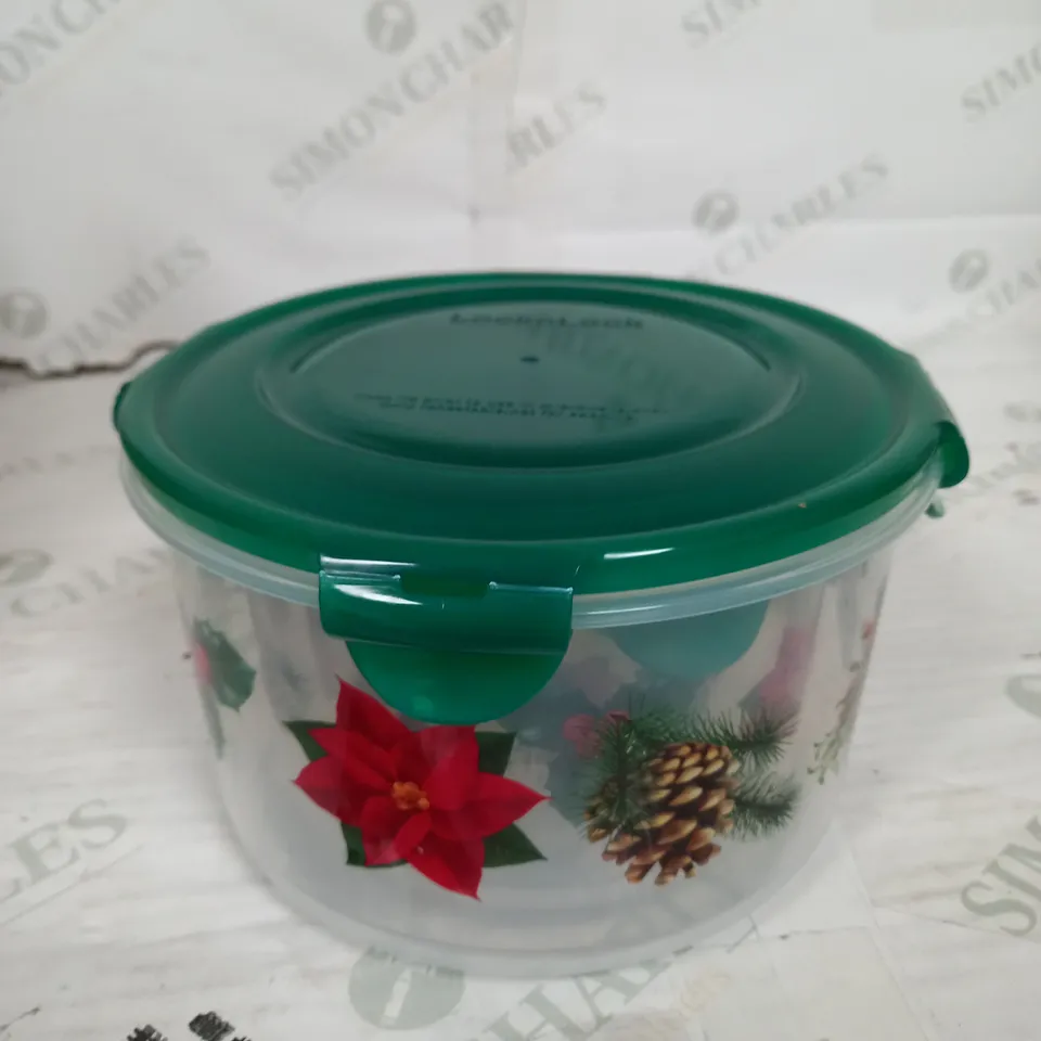 SET OF 4 LOCKNLOCK CHRISTMAS PLASTIC STORAGE BOXES 