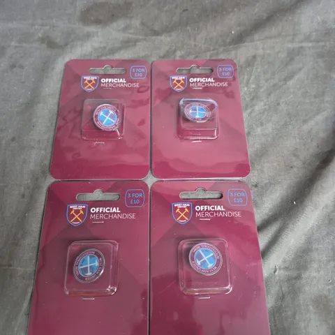 LOT OF 4 WEST HAM UNITED INTERNATIONAL IRONS PIN BADGES