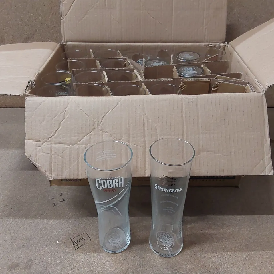 BOX OF APPROXIMATELY 19x ASSORTED PINT GLASSES