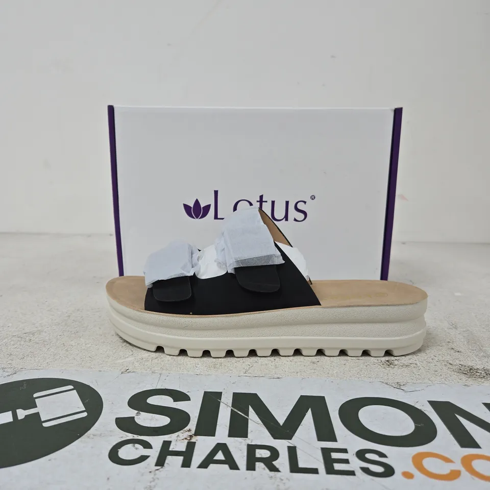LOTUS WOMEN'S PLATFORM SANDALS – BLACK STRAPS, BEIGE SOLE EU 41
