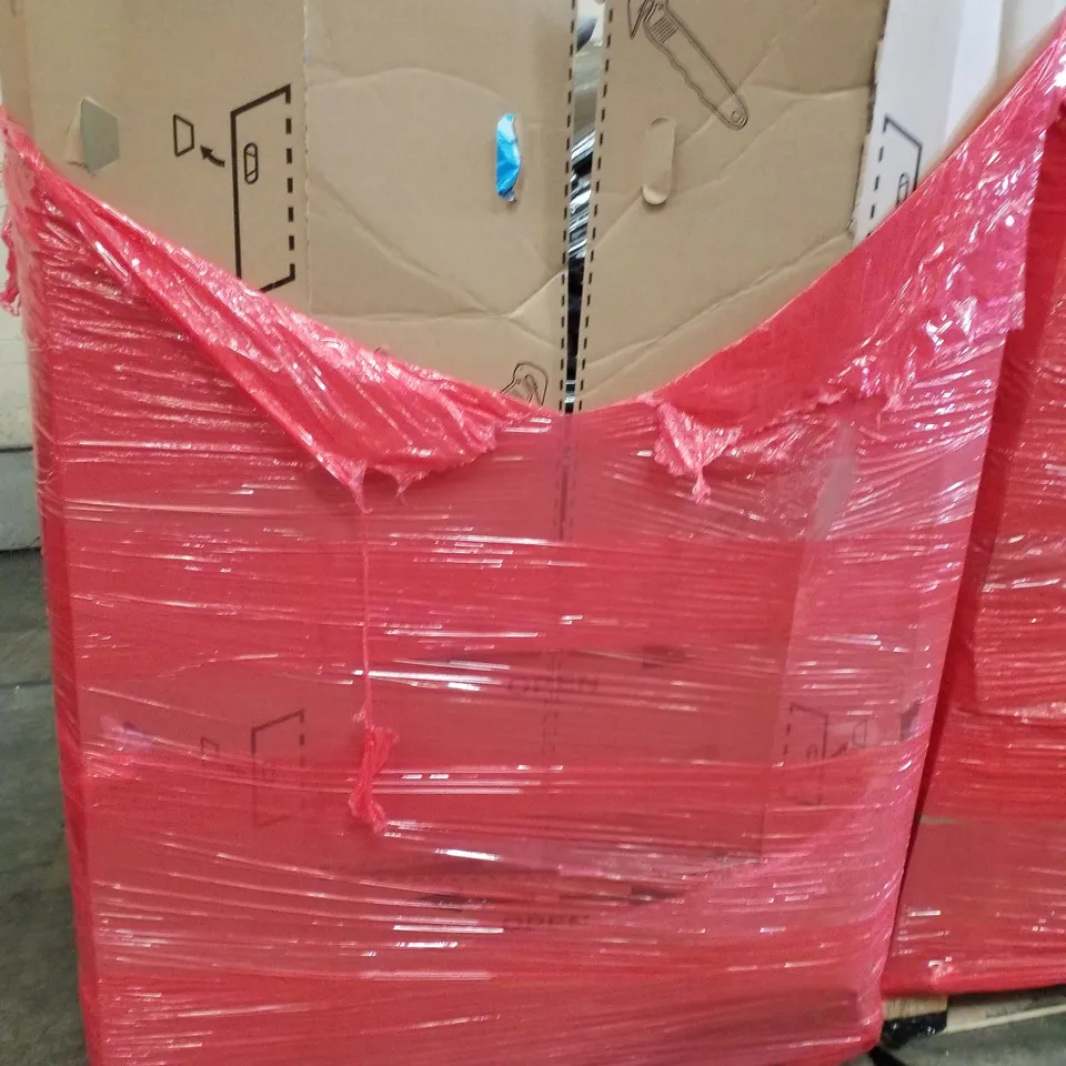PALLET CONTAINING ASSORTED PRODUCTS INCLUDING DOG CAGE, KIT STORAGE BAG, MOSQUITO NET, POP UP TENT & WINDOW FILM