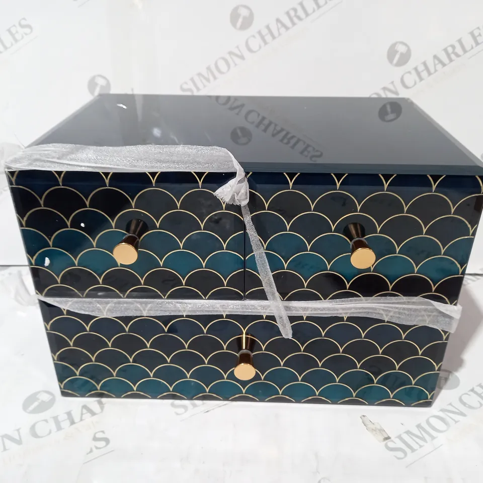 BOXED UNBRANDED JEWELLERY/TRINKET STORAGE BOX IN NAVY