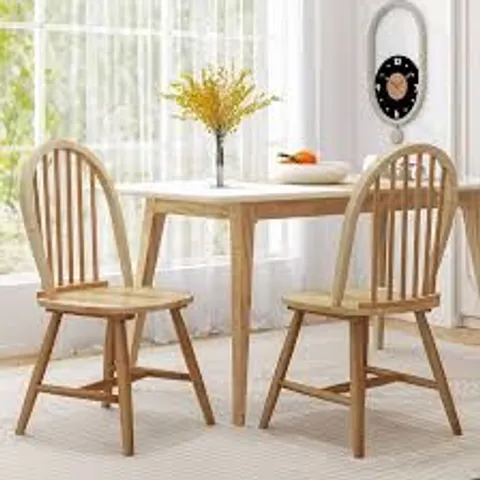 BOXED 2 PIECE WOODEN KITCHEN DINING CHAIRS WITH HIGH SPINDLE BACK