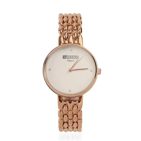 BARKERS OF KENSINGTON REGATTA WHITE DIAL ROSE GOLD STRAP WRISTWATCH