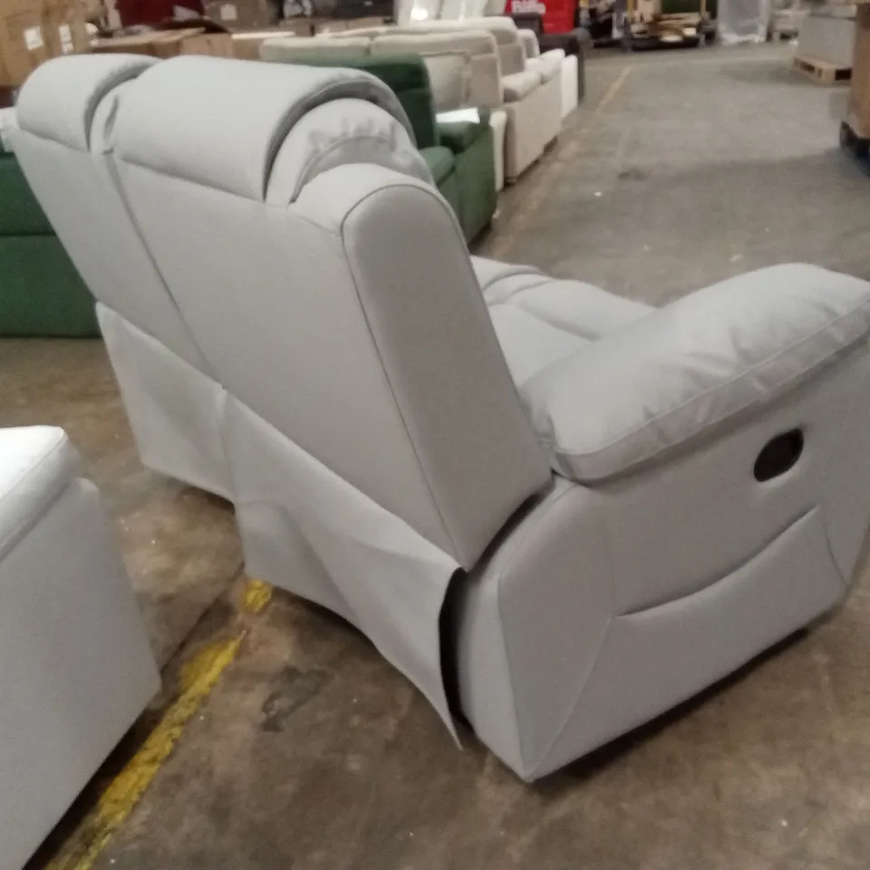 VANCOUVER 2 SEATER RECLINER SOFA, LIGHT GREY PREMIUM FAUX LEATHER