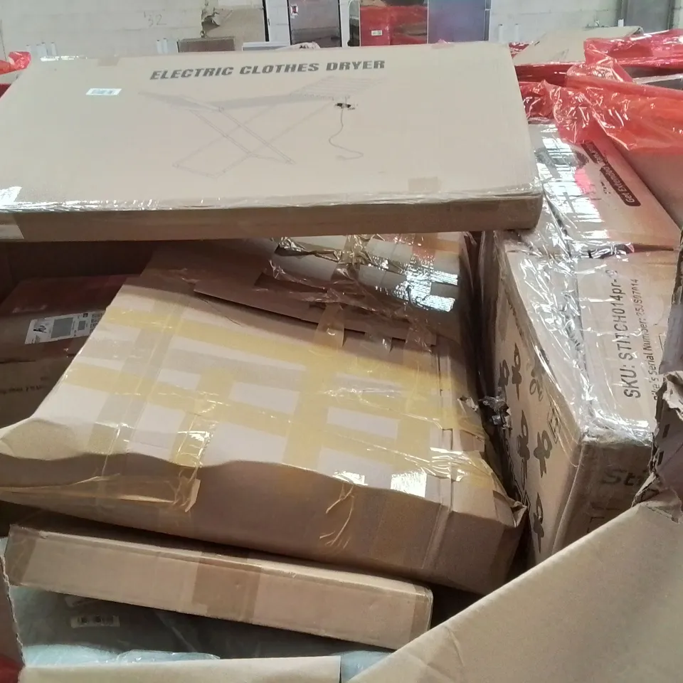 PALLET CONTAINING ASSORTED PRODUCTS INCLUDING LED BATHROOM MIRROR, MULTIFUNCTIONAL STEAM FLOOR WASHER, DODOHANI BATH STAND & ELECTRIC CLOTHES DRYER