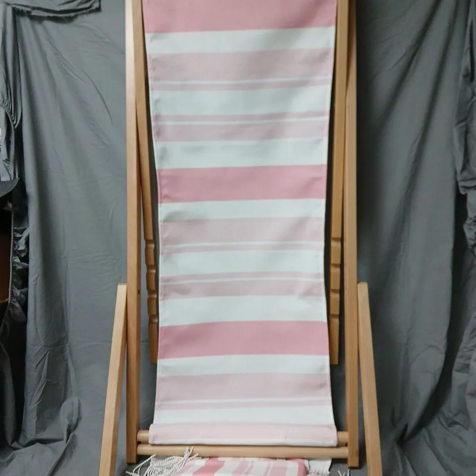  PINK AND WHITE STRIPED DECK CHAIR 