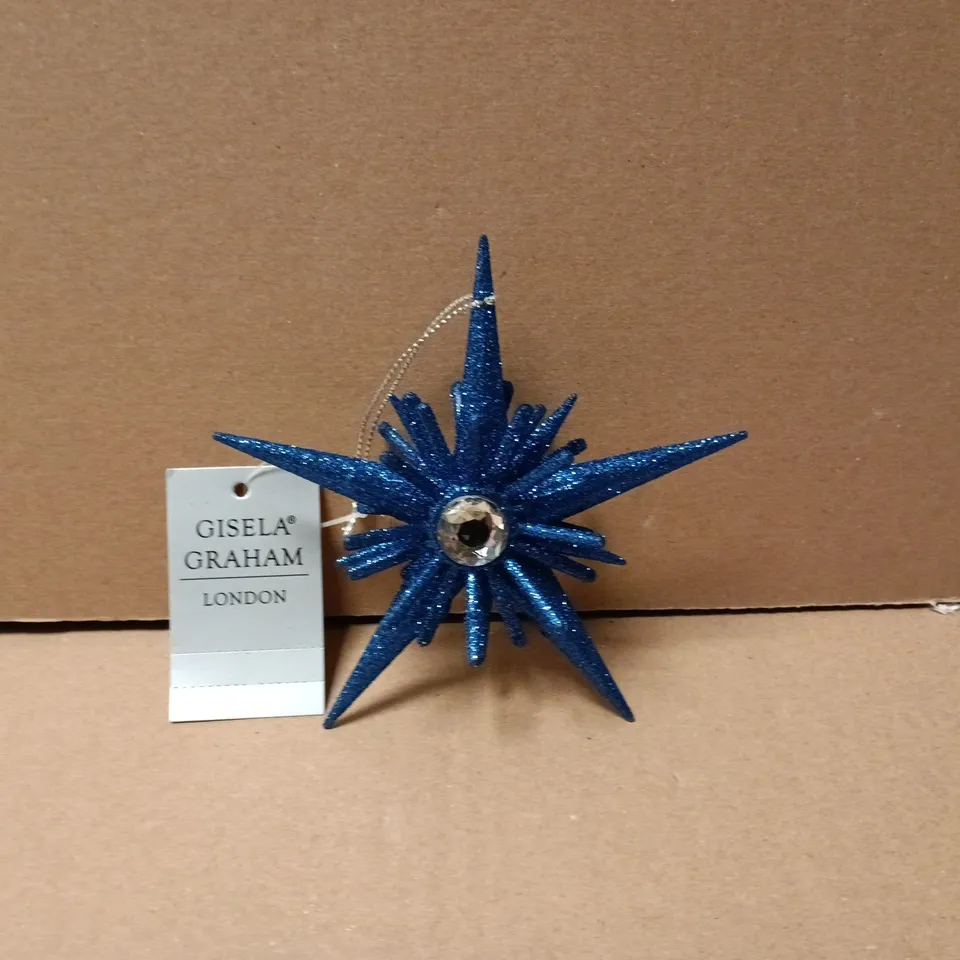 LOT OF 24 AS NEW GISELLA GRAHAM BLUE STAR THEMED HANGING TREE DECORATIONS