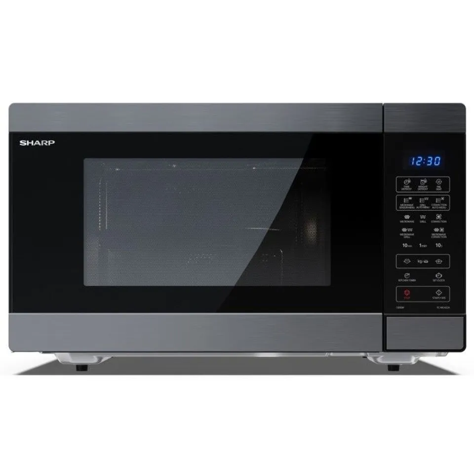 BOXED SHARP 42L FREESTANDING COMBINATION MICROWAVE OVEN & GRILL - BLACK STEEL