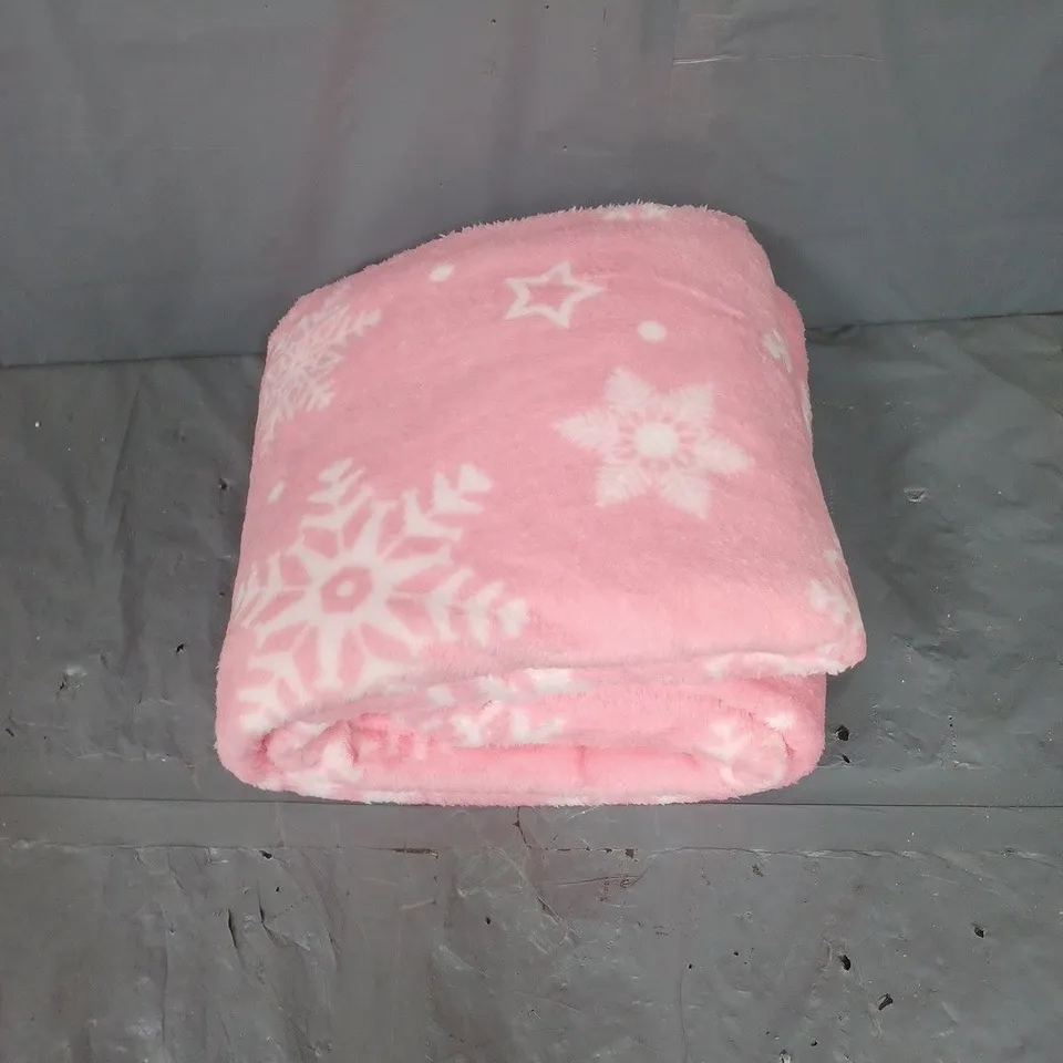 OHS SNOWFLAKE TEDDY FLEECE DUVET SET IN BLUSH - SINGLE