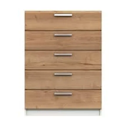 BOXED PANAMA 5 DRAWER CHEST - OAK1 BOX) - COLLECTION ONLY