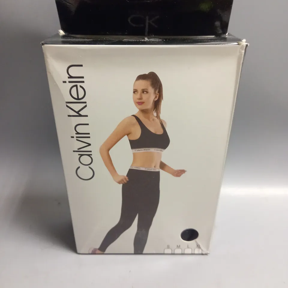 BOXED CALVIN KLEIN LADIES CROP TOP AND LEGGINGS SET BLACK SIZE MEDIUM