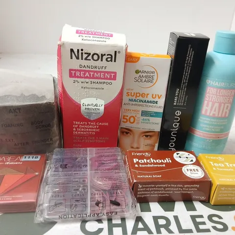 APPROX 12 ASSORTED BEAUTY PRODUCTS TO INCLUDE HAIRBURST SHAMPOO, YOUNIQUE BB TINTED MOISTURIZER, AKT BODY SCRUB, ETC