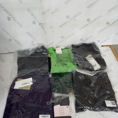 LARGE BOX OF ASSORTED CLOTHING ITEMS IN VARIOUS COLOURS AND SIZES INCLUDING TROUSERS , TOPS AND JUMPERS