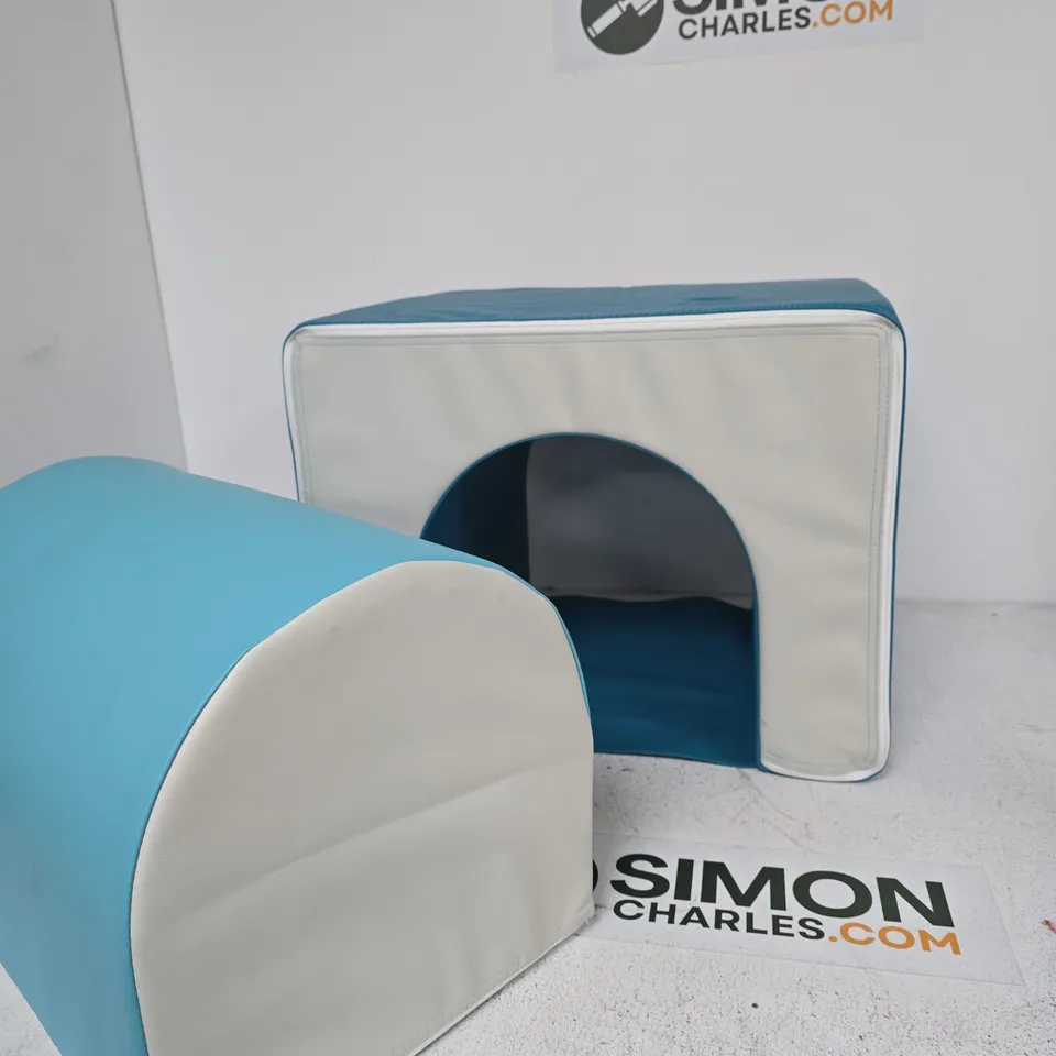 Soft Play Foam Cubes with Arch Tunnel – Teal & White