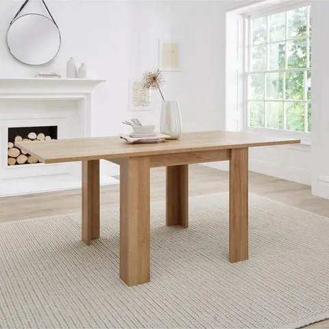 BOXED DARK OAK PANAMA EXTENDING DINING TABLE (2 BOXES)