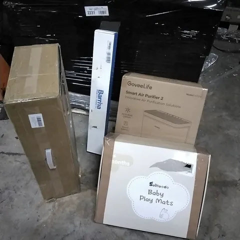 PALLET OF HOUSEHOLD ITEMS TO INCLUDE BABY PLAY MATS, SMART AIR PURIFIER 2, GROW LIGHT, BLENDER AND OTHER ASSORTED ITEMS...