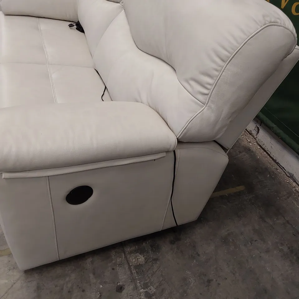 QUALITY BRITISH DESIGNER G PLAN STRATFORD POWER RECLINING TWO SEATER SOFA REGENT CHALK LEATHER 