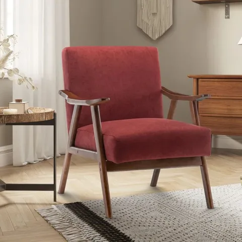 BOXED SELMA COTTON ACCENT CHAIR - BURGUNDY (1 BOX)