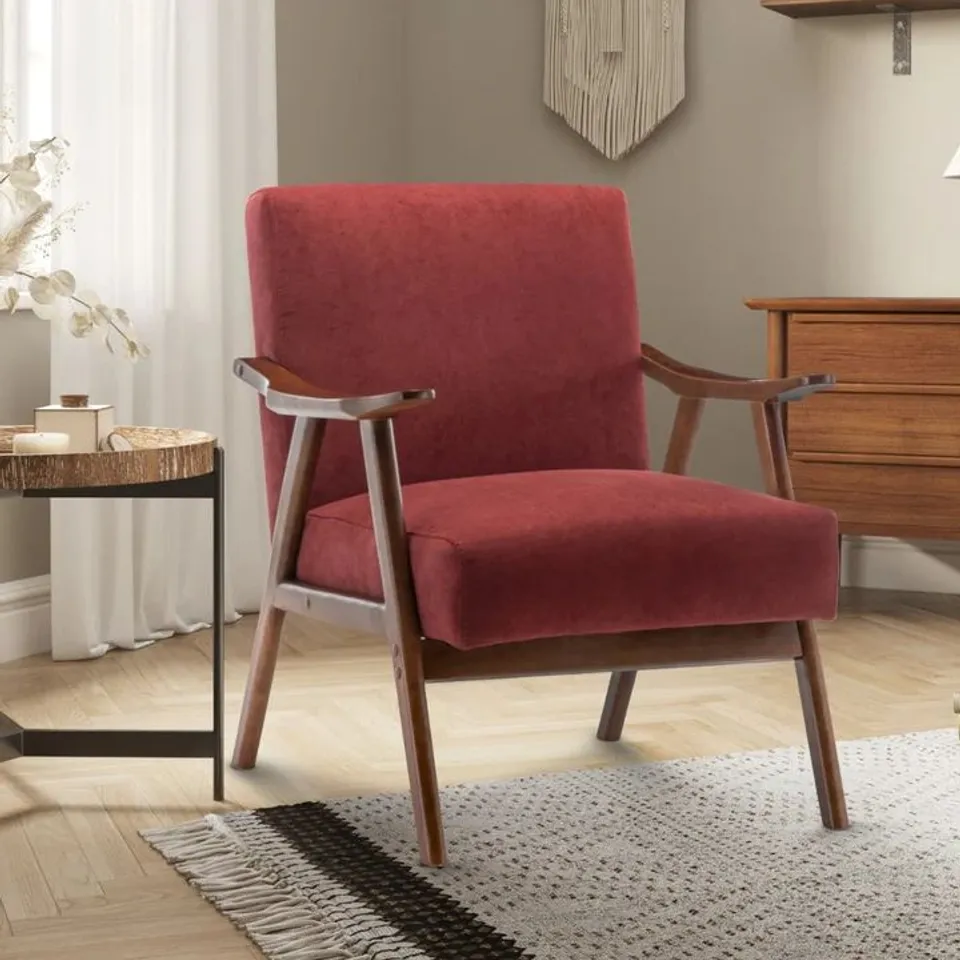 BOXED SELMA COTTON ACCENT CHAIR - BURGUNDY (1 BOX)