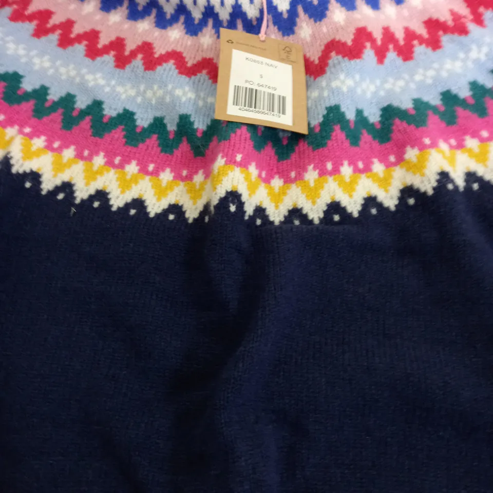 BODEN MULTI-COLOUR STRIPED SWEATY IN NAVY - SMALL