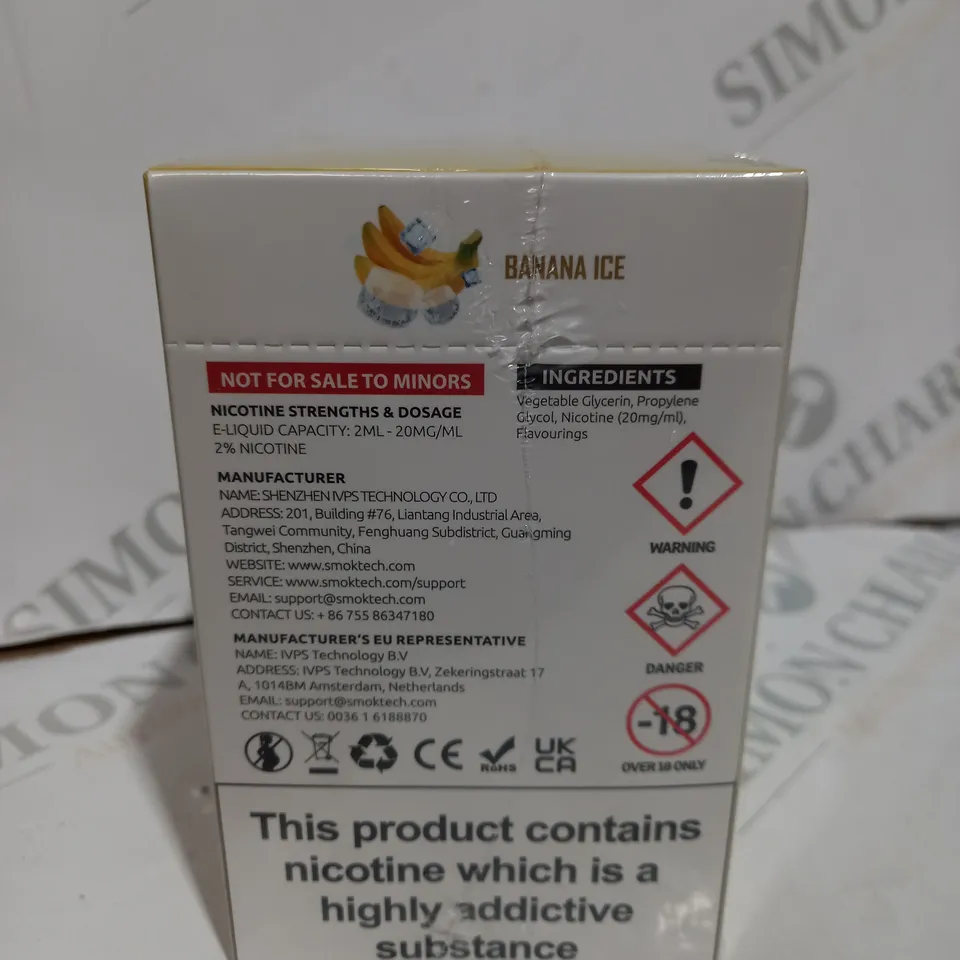 BOXED CELLOPHANE-WRAPPED PACK OF TEN SMOK VVOW DISPOSABLE VAPES - BANANA ICE (1 BOX)