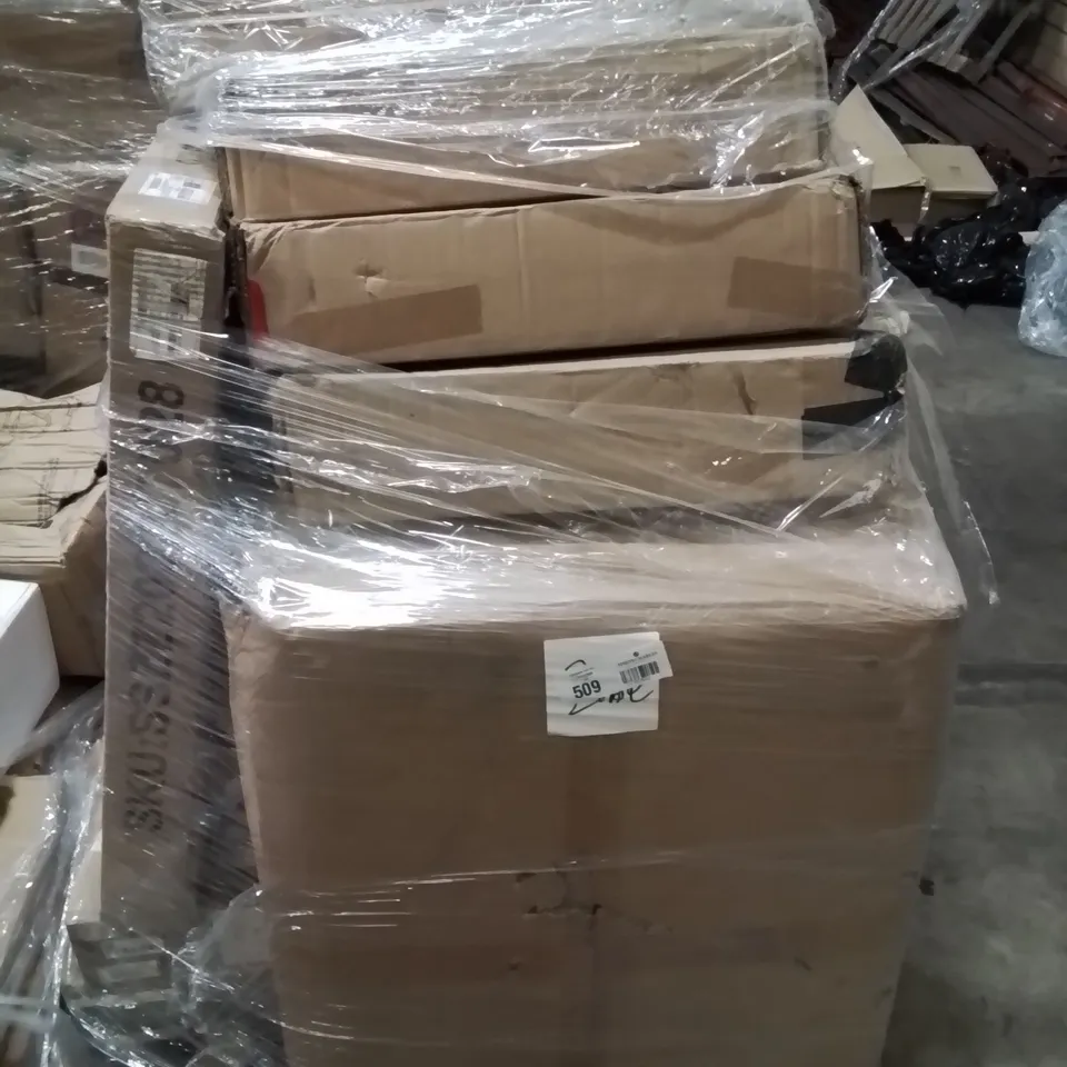 PALLET CONTAINING VARIOUS ASSORTED CUSTOMER RETURNS. TO INCLUDE SIDE TABLES, BOXED FURNITURE ECT.