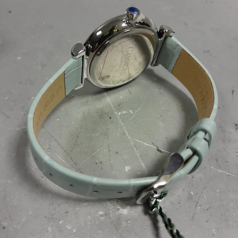 GAMAGES LONDON LADIES STARLIGHT DIAMOND STEEL BLUE DIAL WATCH 