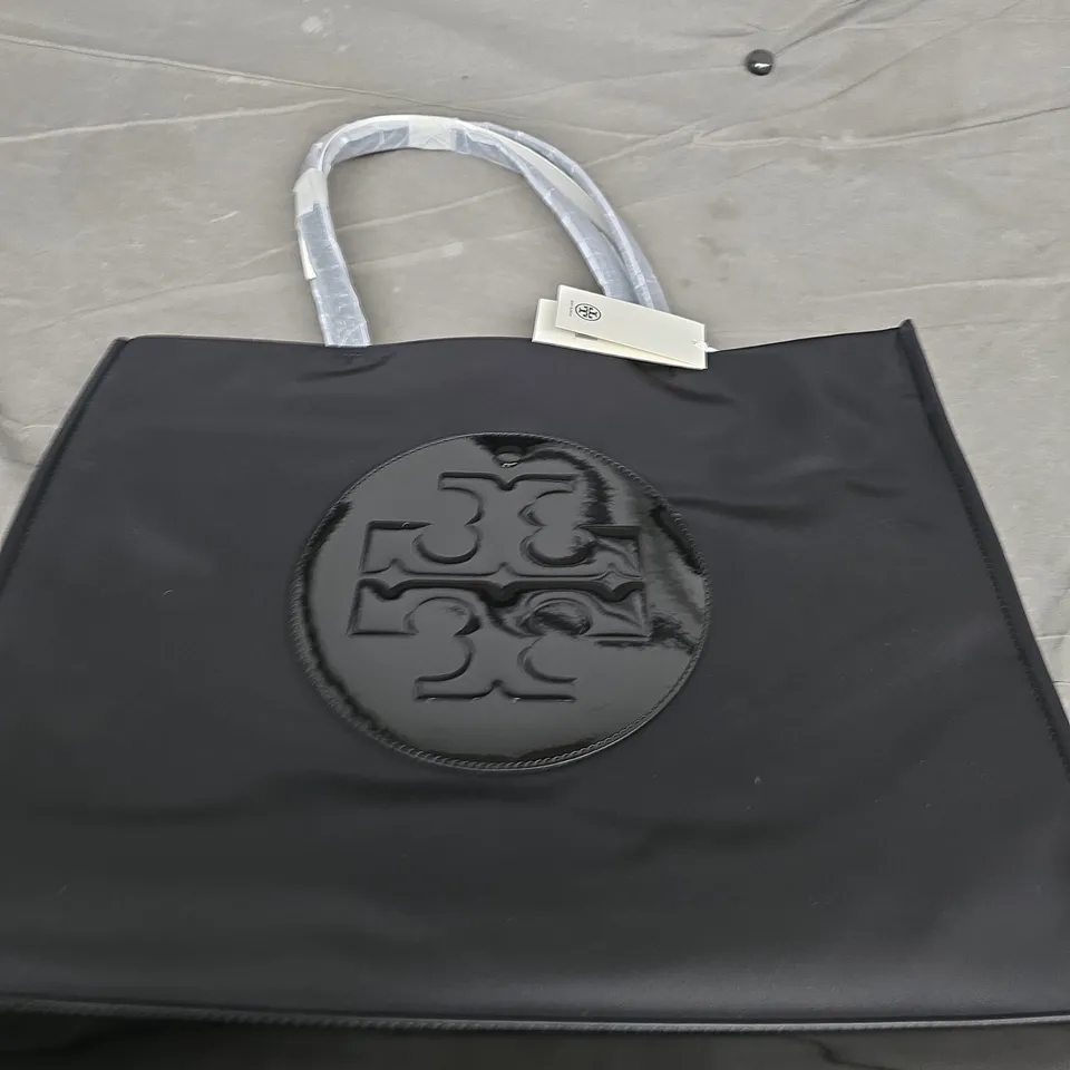 TORY BURCH ELLA PATENT TOTE – BLACK PATENT LEATHER HANDBAG (OS)