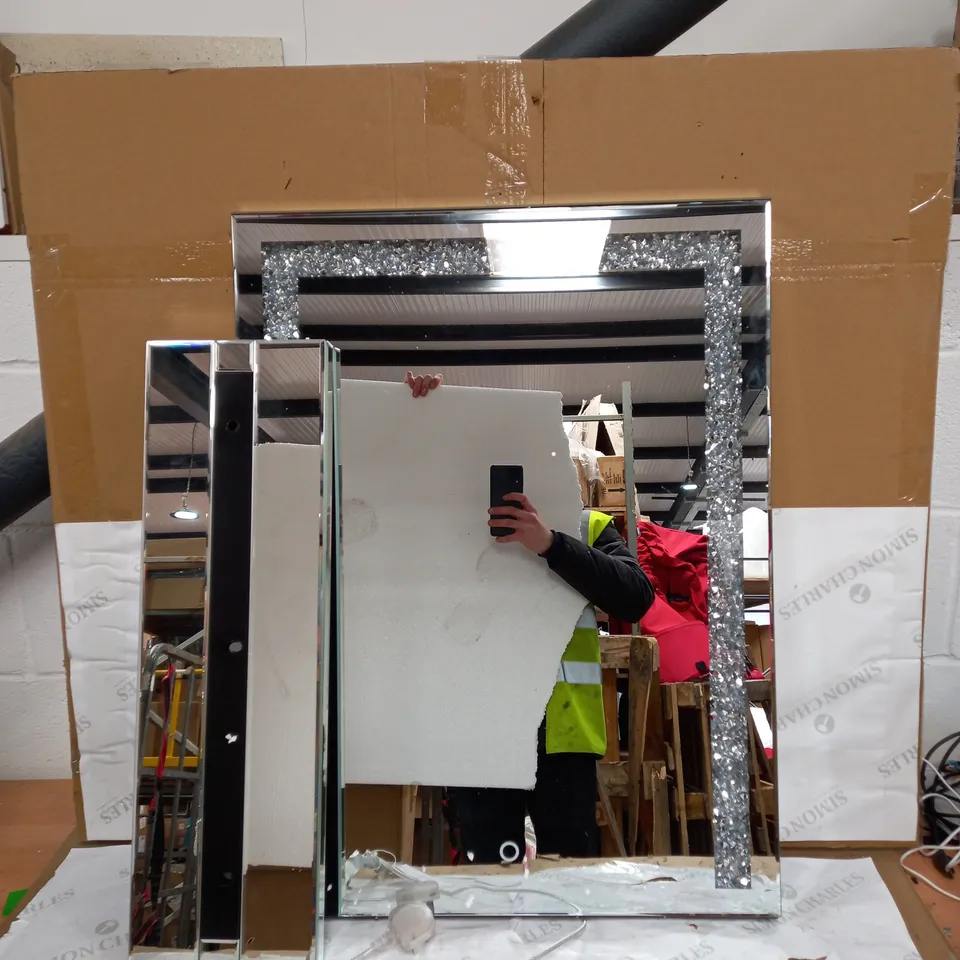 JM BY JULIEN MACDONALD LARGE ENCAPSULATED CRYSTAL LIGHT UP TABLE MIRROR - COLLECTION ONLY