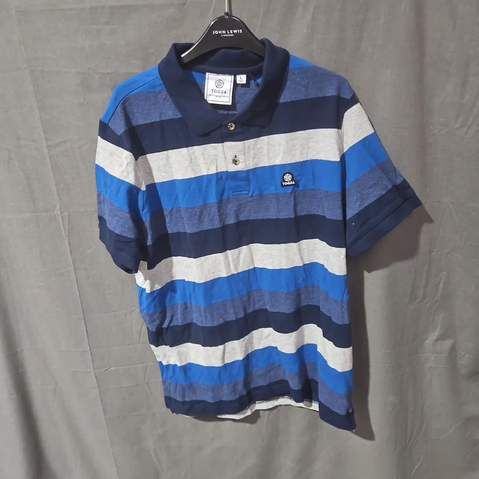 TOG24 STRIPED POLO SHIRT – NAVY, BLUE & GREY – UK L