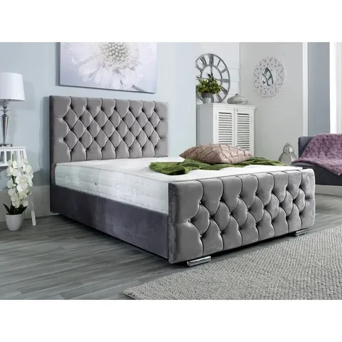 WRAPPED CHESSER UPHOLSTERED BED FRAME IN CHARCOAL - 2 OF 4 PACKS