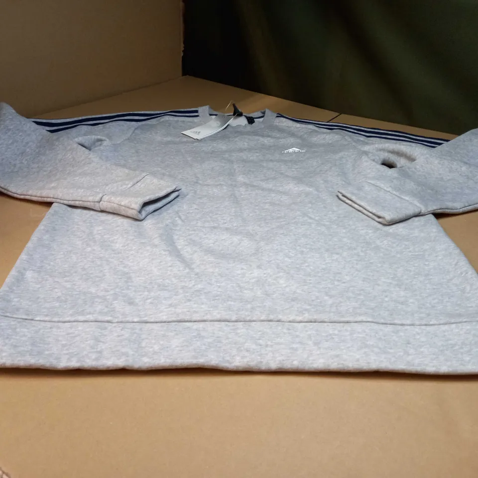 ADIDAS GREY MARL/LOGO SWEATER - MEDIUM