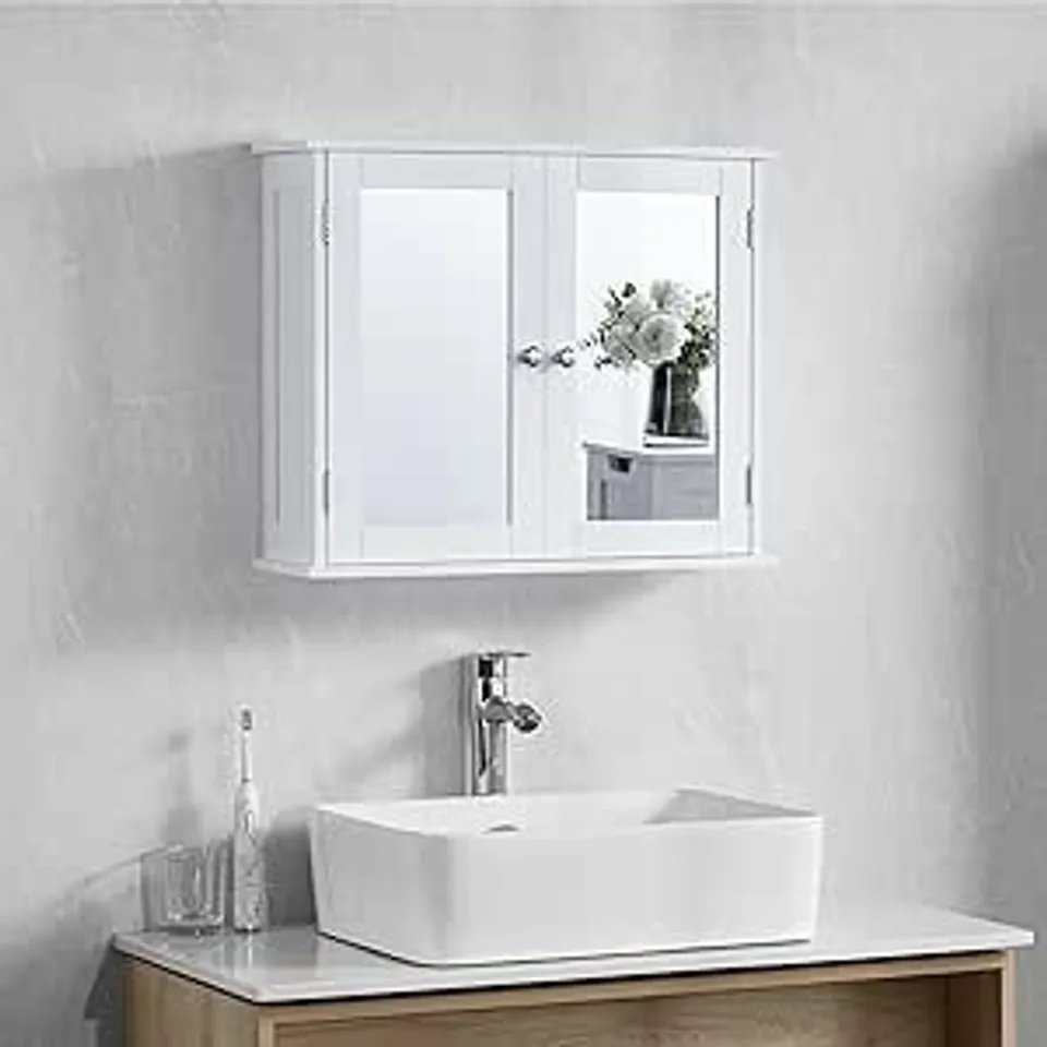BOXED BATH VIDA PRIANO 2 DOOR MIRRORED WALL CABINET - WHITE (1 BOX)