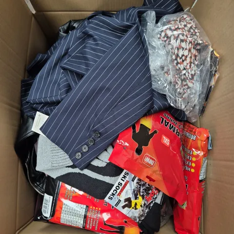 LARGE BOX OF ASSORTED CLOTHING ITEMS IN VARIOUS SIZES, STYLES AND COLOUR - COLLECTION ONLY