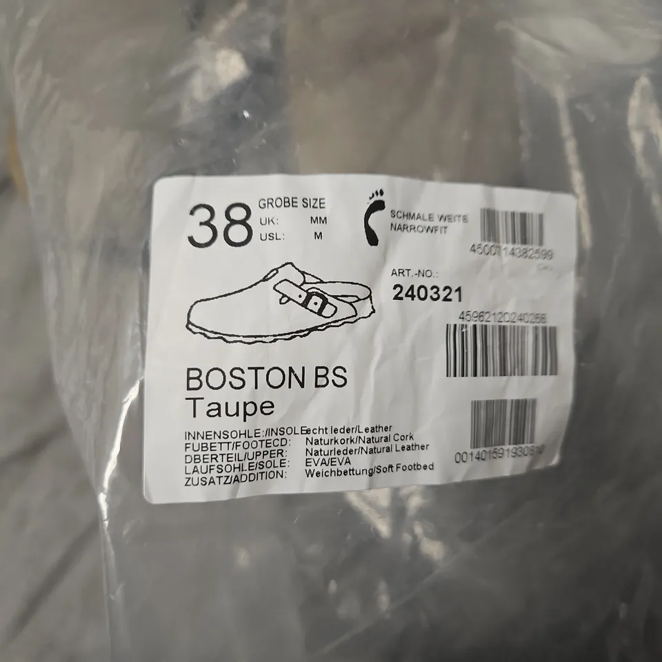 BIRKENSTOCK BOSTON BS TAUPE SUEDE CLOGS – EU 38 (UK 5)